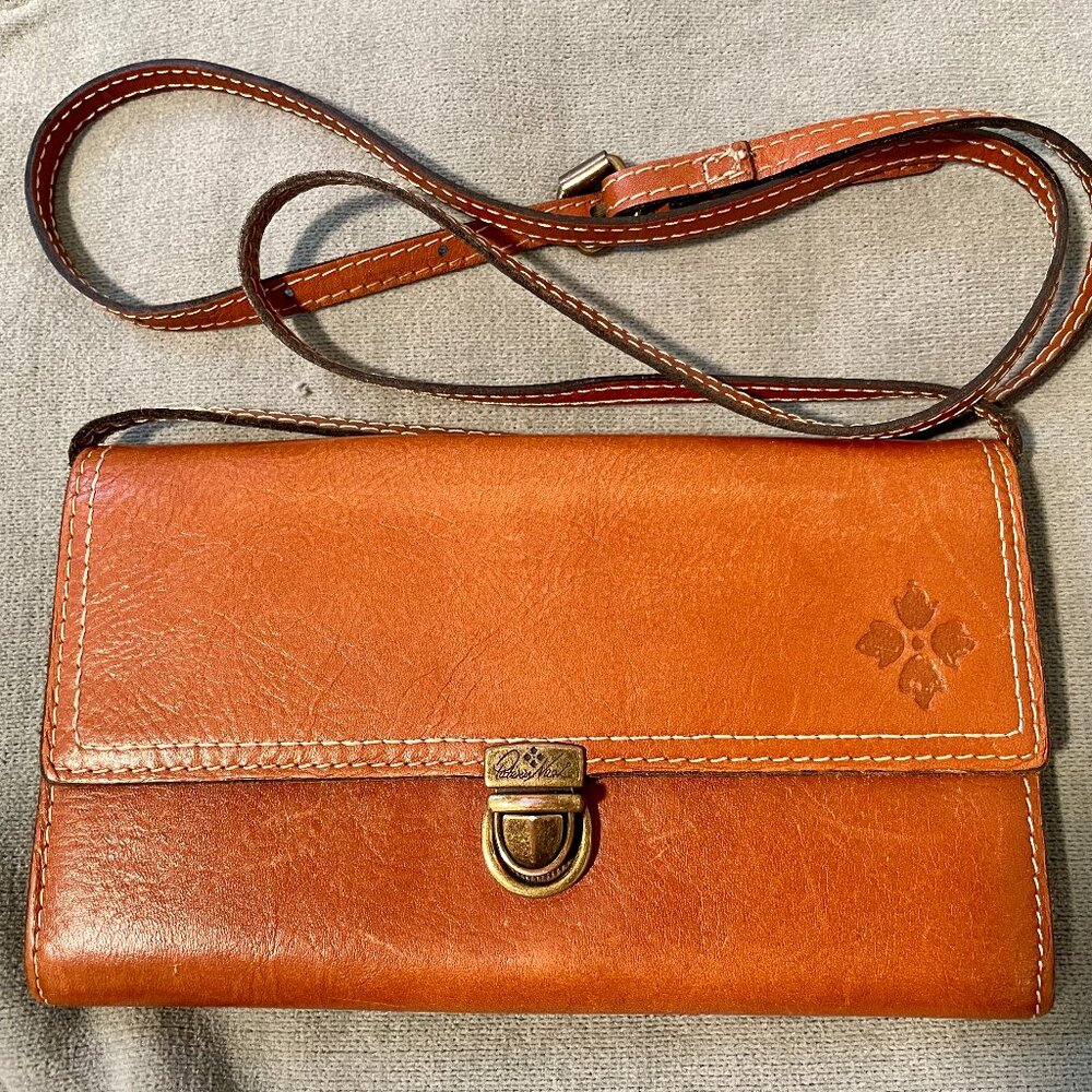 Patricia Nash Tan Leather Alia Flap Medium Crossbody Clutch
